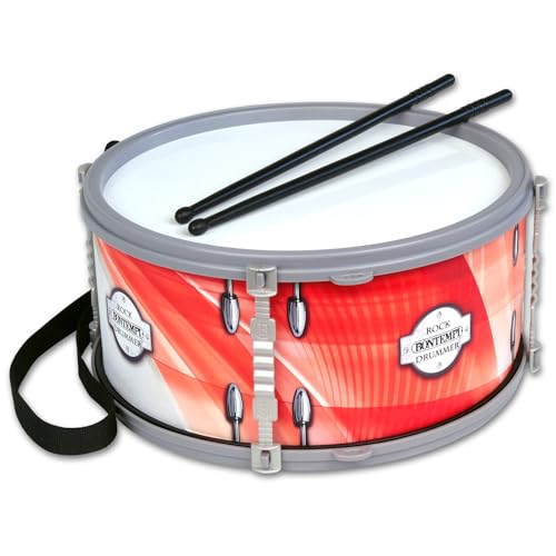 Bontempi | BeatMaster - Tambour avec Double Membrane, Bandoulière et Baguettes De 25 cm pour Une Expérience Rythmique Complète, Rouge, 25x25x12 cm