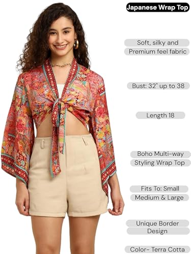 Image of KE Kanha Exports top for Women Stylish Western | wrap Tops for Woman | Perfect on Jeans Tops for Woman | Summer top | Beach Outfits Dress for Women Stylish(Crimesion Pink-Japanes-10586)