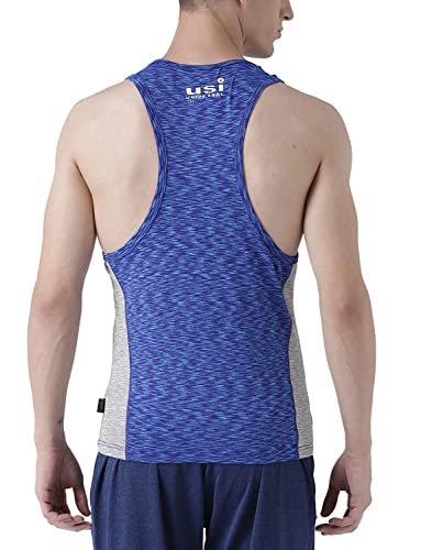 Image of USI UNIVERSAL Grey and Blue Training T-Shirt Small for Men (S)
