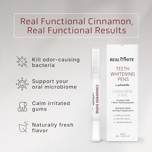 Image of Primal Life Organics Real White Teeth Whitening Pens, All-Natural, Peroxide-Free, Sensitivity-Free, 3 Pack (Cinnamon)