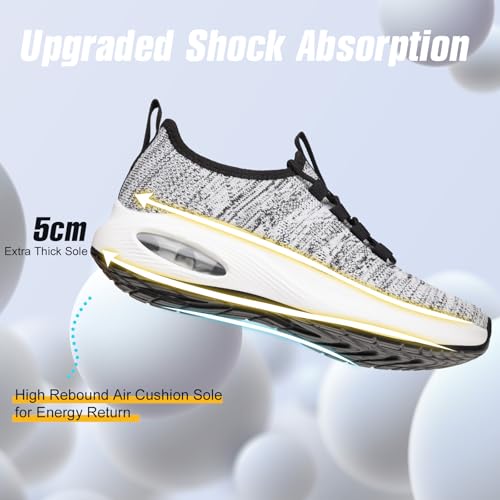 Wide Toe Box Shoes Women Extra Wide Width Sneakers Diabetic Air Cushion Road Running Shoes Ultra Light Wide Tennis Sneakers Gym Training Breathable Walking Shoes Black Grey 364