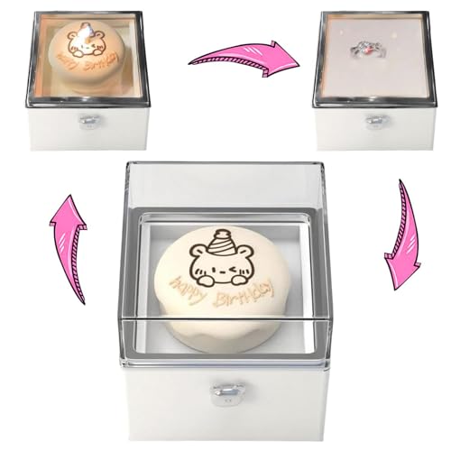 Aceirropy Caja de anillo giratoria | Caja de anillo de propuesta reversible de broma | Incorporado hermoso oso pastel de oso suministros de joyería para aniversarios, bodas, confesiones de amantes,