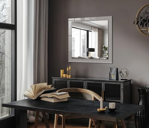Miroir rectangulaire d'exception 60x60cm et son cadre en verre Textilgewebemuster