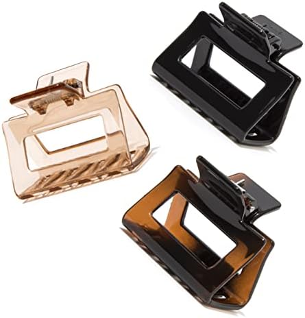 Solest London Hair Claw Clips - Square Medium Colourful Clips for Women and Girls - Pack of 3 - Hair Clips for Thick Thin Fine Long Hair - 3 Dark Colours Hair Claw Clips for Women