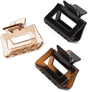 Solest London Hair Claw Clips - Square Medium Colourful Clips for Women and Girls - Pack of 3 - Hair Clips for Thick Thin Fine Long Hair - 3 Dark Colours Hair Claw Clips for Women
