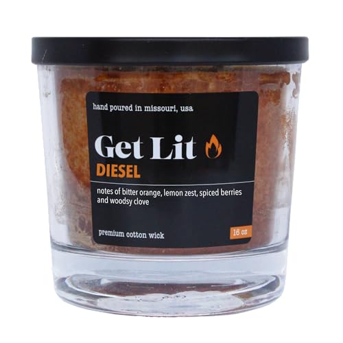 Image of Get Lit | Diesel | 16 oz Double-Wick Scented Candle | Hand-Poured in Missouri, USA | Bold Leather & Citrus Masculine Fragrance