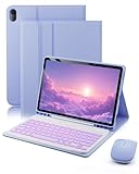 for iPad Air 11-inch/ 5th/ 4th Generation Case with Keyboard iPad Air 10.9/11-inch M4 M3 M2 Air 5 Air 4 Gen 2026/2025/2024/2022/2020 Magic Keyboard Backlit Built-in Pencil Holder with Mouse - Purple