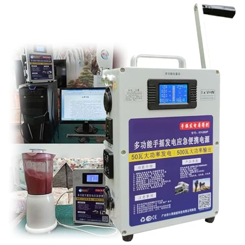 500W Generatore Manuale Portatile AC220V,L'energia Mobile di Emergenza,Generatore DC con ingranaggi interamente in acciaio,Corrente di Uscita Massima di 4,5A