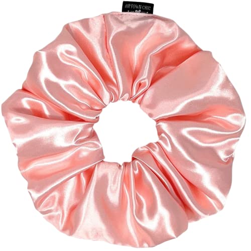 Jumbo Oversized XL Satin Scrunchies for Women Girls, Frizz Prevention, Sleep Hair Holder, Large Elastic Ties Band for Ponytail Bun, Hair Ties for Breakage Prevention - Blush