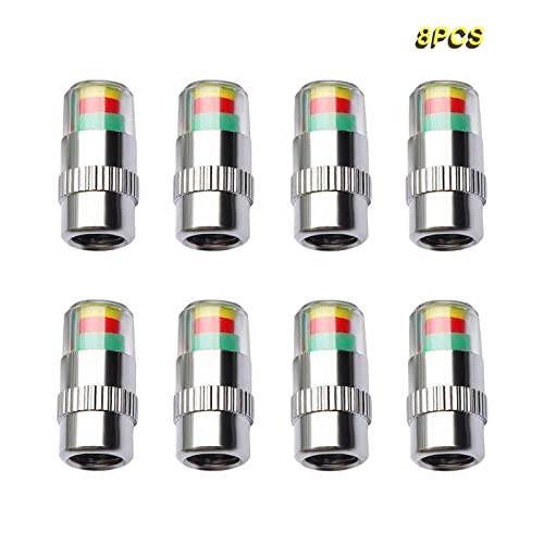 ANKIA 8Pcs Car Tire Pressure Monitor Valve Stem Caps Sensor Indicator 3 Color Eye Alert (2.0Bar 30PSI)
