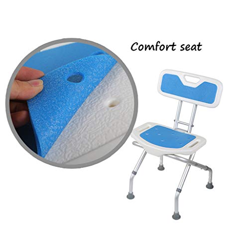 Tabouret de douche en aluminium avec dossier et siège réglable pour senior - 5