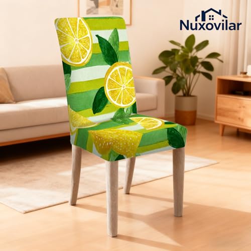 Image of Nuxovilar 2PCS Lemon Green Stripe Stretch Chair Covers 23.6x70in