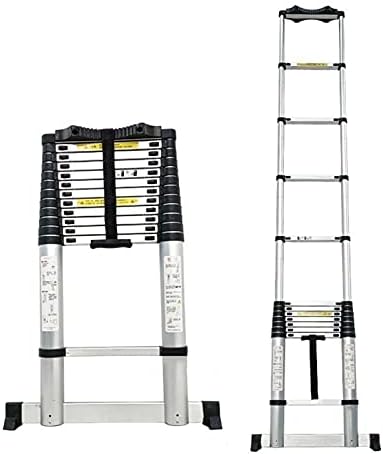 Tall Telescoping Ladder, 12.5FT Aluminum Extension Ladder for RV, Camper, Roof & Attic, 150kg/330lbs Load Capacity, Lightweight, Portable, Compact Design