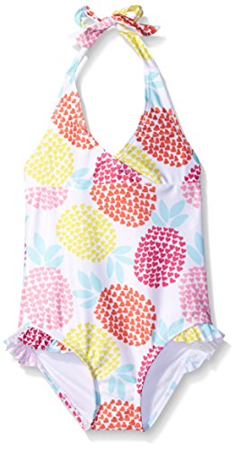 Gymboree Girls' Big White Halter Swimsuit with Pineapple Print