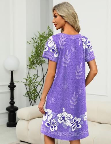 Image of Ekouaer Women Robe Zipper Front Mumu Duster Robes Zip Up Housecoat Soft Sleepwear with Pockets