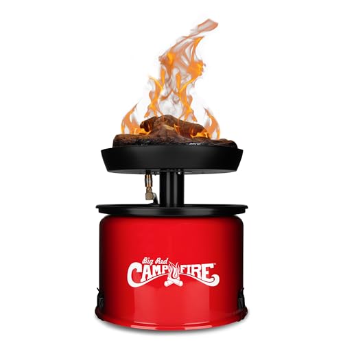 Camco 13.25 Inch Big Red Campfire Compact Outdoor Portable Tabletop Propane Heater Fire Pit Bowl for Camping, Tailgating, and Patios, Red