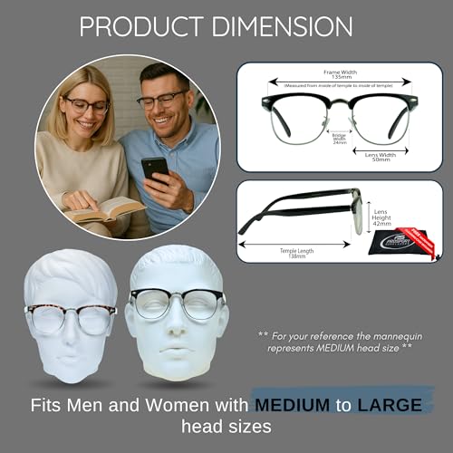 Image of proSPORT Multifocal Progressive 3 Magnifications in 1 Lens No Line Computer Gaming Reading Glasses for Men & Women (Kennedy - Tortoise /Med to Large, 2.00, multiplier x)