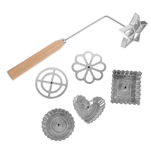 LABRIMP 1 Juego Molde de cuchara antiadherente crujiente frito forma molde cuadrado fritura cerebro de cocina molde para freír de aleación de aluminio molde para freír masa aceite Madera