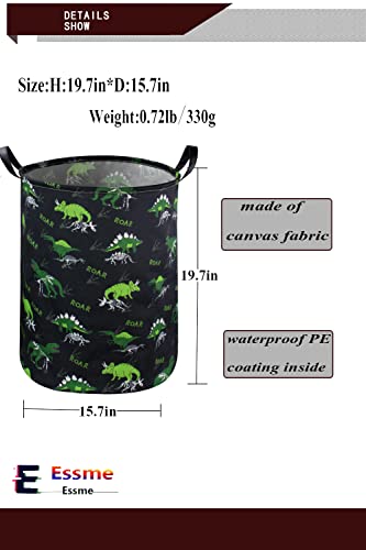 Image of ESSME Kids Hamper,Dinosaur Laundry Hamper Collapsible Canvas Dinosaur Storage Basket for Boys Room Decor, Nursery Hamper,Gift Baskets,Home Organizer(Dinosaur laundry hamper)