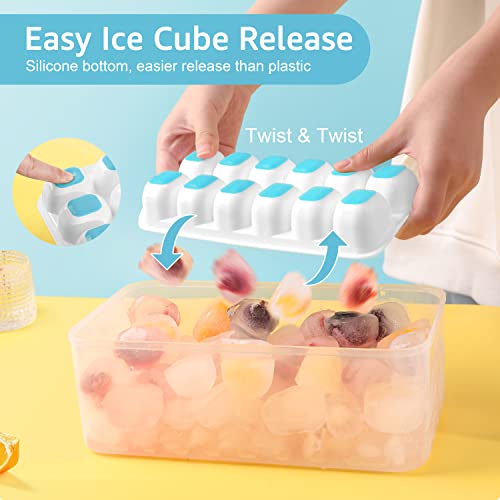 Icexxp 4 Pack Ice Cube Tray With Lid And Bin, Ice Cube Trays For Freezer With Ice Box, Silicone Ice Trays With Ice Container For Cocktails, Stackable Ice Tray With Storage Ice Bucket, Ice Tong & Scoop #TOP2