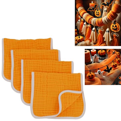 Mousseline spuugdoeken groot 50 bij 25,5 cm (20 bij 25,5 cm), 100% katoen, 6 lagen, extra absorberend en zacht (oranje)