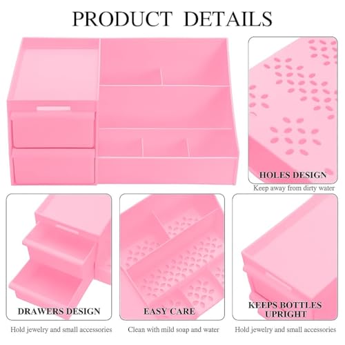 Image of RECLUSE Office Desk Organizer with Drawer,Aesthetic Desk Stationary Item& Jewellery Holder with Pencil Holders,Paperclip Store Office Stationery Supplies Accessories Caddy 7 Compartments with 2 Drawer