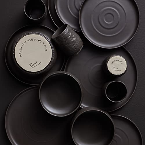 Stone By Mercer Project Shosai Stoneware 16-Piece Dinnerware Set, Black #TOP6