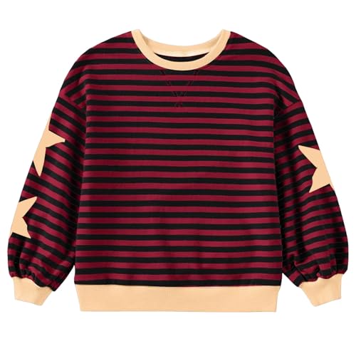 Children's Oversized Striped Color Block Long Sleeve Crew Neck Sweatshirt Casual Loose Pullover Y2K Shirt Tops2