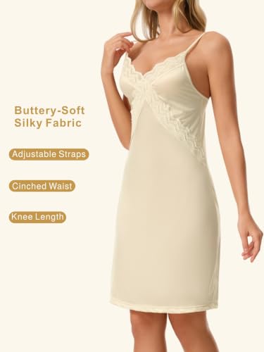 RanZZRan Women s Lace Full Slip Under Dress Spaghetti Strap Cami Dress - image 3