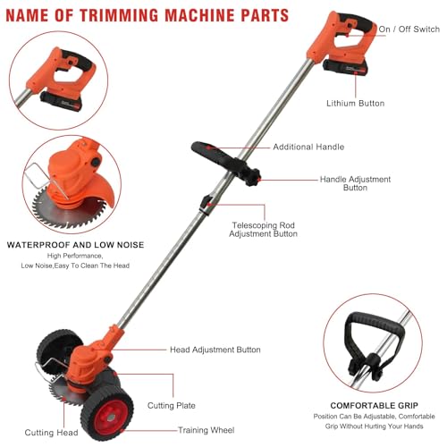 image for ISPRINTIME 3in1 Cordless Electric Weed Wacker: Grass Trimmer, Edger & 