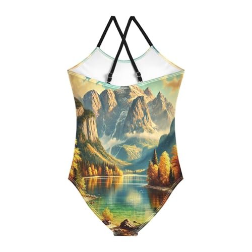 Mountain Lake Fall Bathing Suits for Girls Kids Swimsuits Summer Beach Swimwear One Piece Swimsuits2