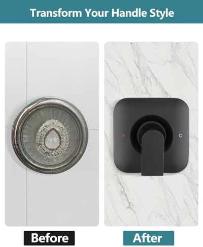 Replacement Square Trim Kit for Moen Chateau Shower Faucet (Valve & Cartridge Not Included), Pull-On Push-Off Knob Handle Design, Matte Black - 3