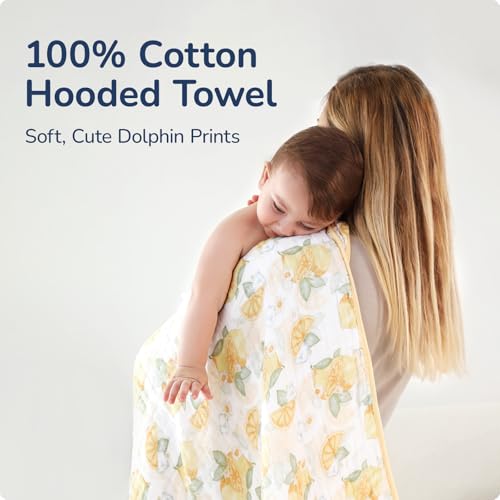 Image of Baby Hooded Towel 2 Pack, Ultra Absorbent & Soft Muslin Baby Towel - 32 x 32 Inches, Baby Bath Towel for Newborns, Infants & Toddlers, Ideal for Bath Time, Pool & Beach
