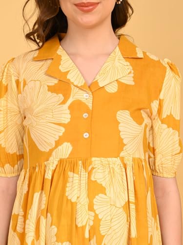 Image of The Mom Store Maternity and Nursing Dress | Pre and Post Pregnancy Dress for Womens | Zipper /Button Opening | Causal Wear | Trendy Stylish Causal Dresses for New Moms