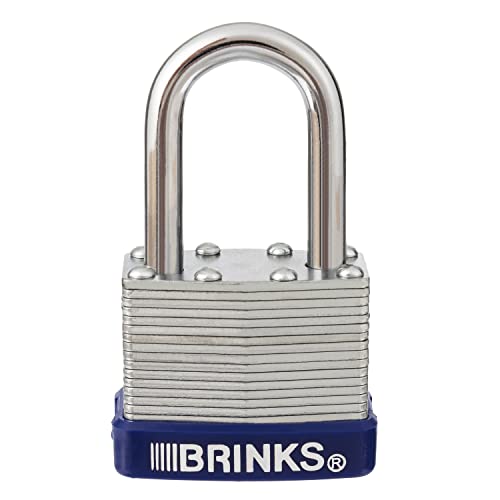 Image of BRINKS - 40mm Laminated Steel Keyed Padlock with 1 3 /8 inch Shackle - Chrome Plated with Hardened Steel Shackle