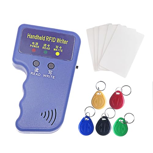 HECERE Handheld 125khz Copier RFID Smart 125khz Card Duplicator Used for T5577 or EM4305+5pcs T5577 Keychains +5 T5577 Cards