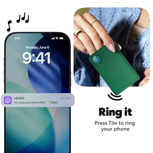Image of Life360 Tile Slim - Wallet Finder, Bluetooth Tracker and Item Locator for Luggage Tags, Passports and More. Both iOS and Android Compatible. Phone Finder. 1-Pack (Green Surf)