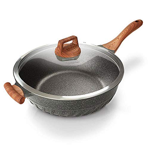 Wok Koreanischer Maifan Stein Wok Antihaftpfanne Keine Beschichtung Kein öliger Rauch Elektrischer Druckguss-Wok,C-30cm Cover