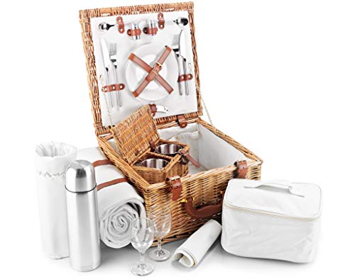 Luxury Fitted Picnic Hamper Basket, 2-Person (15
