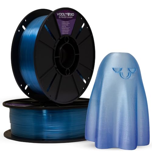 Filamento 3D PLA Glass 1Kg, 1,75mm, Efeito Semelhante a Vidro, Para Impressora 3D - Voolt3D (Azul Gl