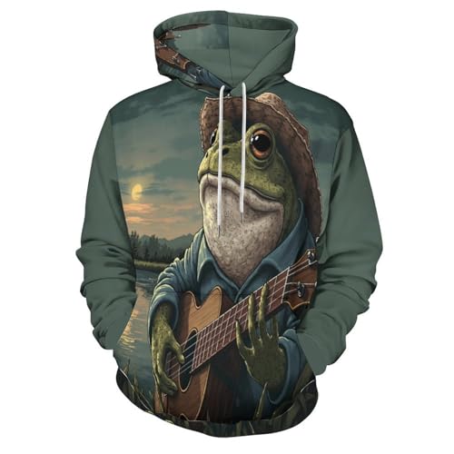 Sweat à capuche grenouille guitare cadeau original pour passionné de musique et d'animaux
