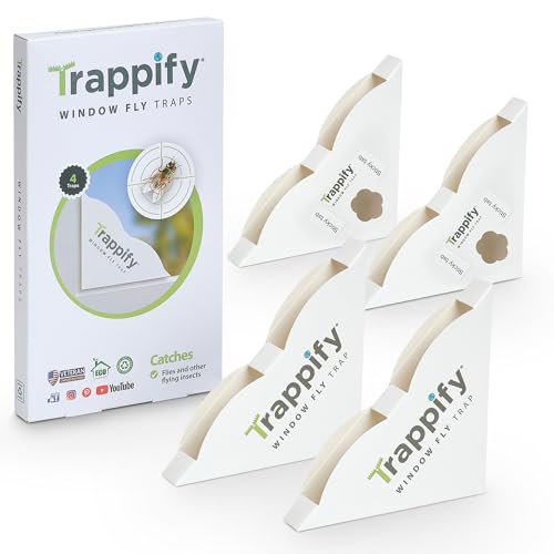 Trappify Fly Trap Indoor: Window Fly Traps for Home | Fruit Fly Traps for Indoors, Gnat Traps for House Indoor | Disposable Fly Trap with Sticky Adhesive Strips | Inside Bug Catchers (4 Pack)