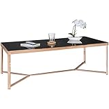 FineBuy Couchtisch SV52423 Metall/Glas 120 x 60 cm Beistelltisch, Couchtisch mit Glasplatte, Ablagetisch modern, Großer Wohnzimmertisch, Glastisch mit Metallgestell