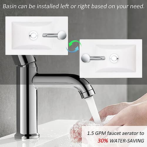 Ahb 16" Bathroom Vanity W/Sink Combo For Small Space, Wall Mounted Bathroom Cabinet Set With Chrome Faucet Pop Up Drain U Shape Drain(Black)… #TOP2