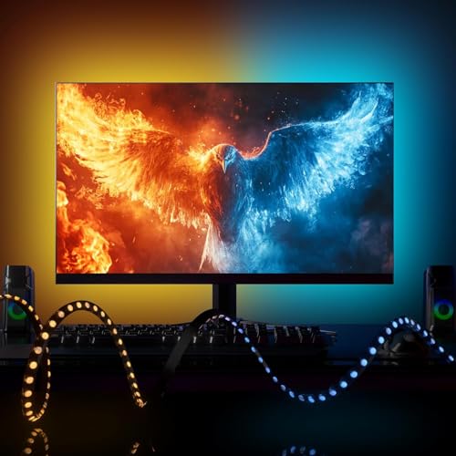 Image of Smart RGBIC Monitor Sync Backlight (Upto 40 inches Monitor Size) || Color Changing with Screen Sync Box PC Backlight || Smart LED Strip App Controlled & Music sync (Not for TV) (Only for PC Monitor)