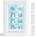 Produktbild LIORQUE Funk Wetterstation mit 3 Außensensoren Digitales Thermometer Hygrometer Innen Funkwetterstation mit 100 m Reichweitensensor Thermo-Hygrometer für Gewächshaus Weinkeller