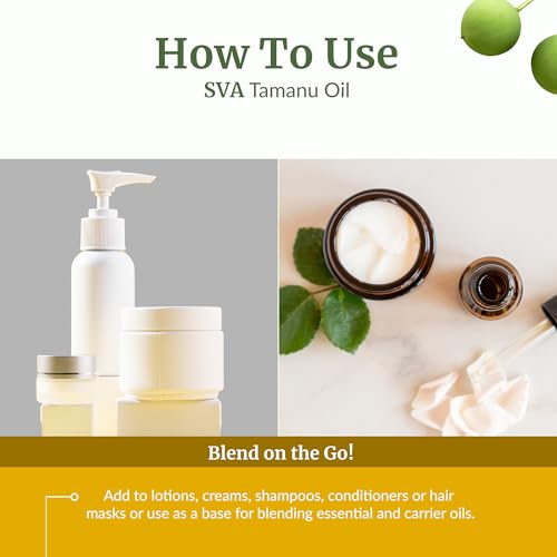 Image of SVA Tamanu Carrier Oil, Huge Glass Bottle, Large Size, 16 Fl Oz (473 ml) | Tamanu Oil for Face Care, Skin Care, Facial Oil, Hair Care, Scalp Massage, Body Massage, Dilution & DIY Beauty Blends