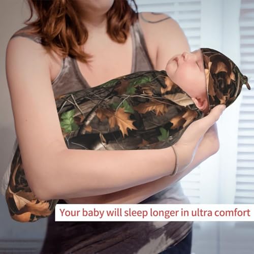 Image of Personality Camo Newborn Swaddling Blanket Beanie Hat Funny Blanket Sleeping Bag New Born Sleep Sacks for Boys Girls