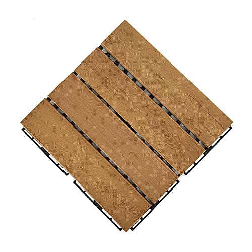 Image of Plantex Tiles for Floor-Interlocking Wooden Tiles /Garden Tile /Quick Flooring Solution for Indoor /Outdoor Deck Tile-Pack of 1 (Keruing Wood)