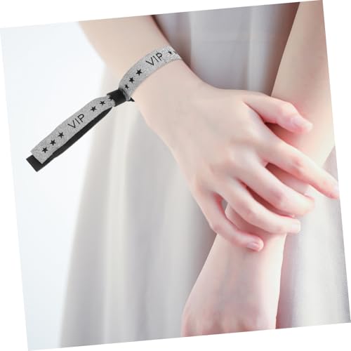 Bracelets en tissu VIP réutilisables et confortables en polyester argenté - 6